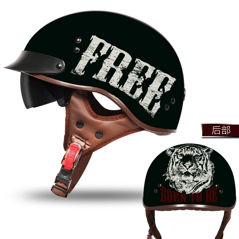 Винтажный Мужской мотоциклетный шлем с полушлем для мотоцикла в стиле ретро