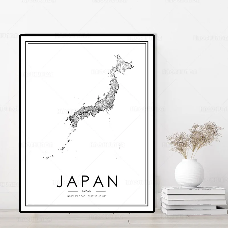 Японская Карта города настенная Картина на холсте скандинавские плакаты и