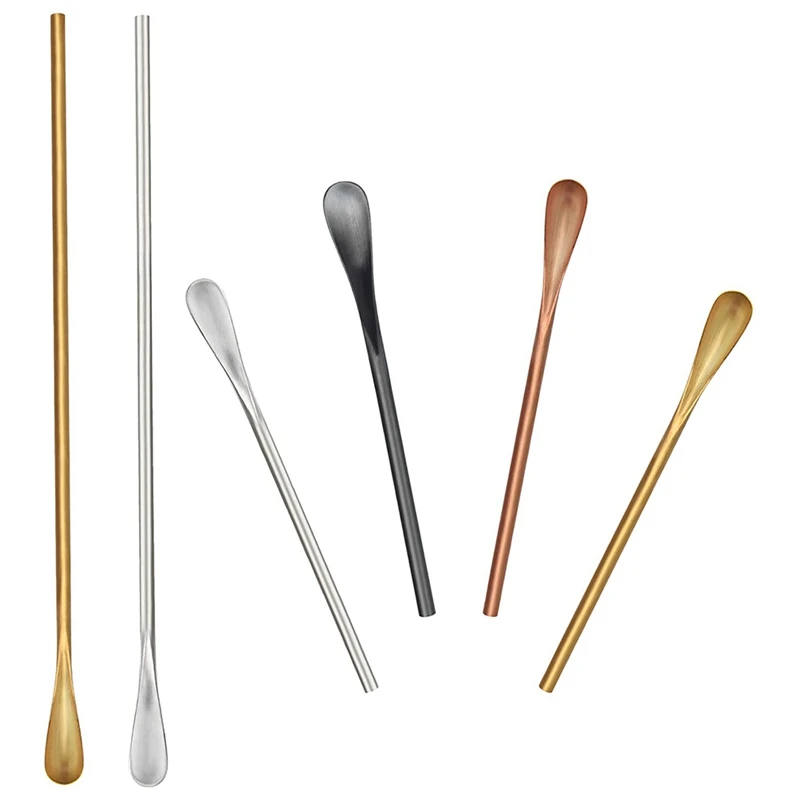 

Кофейные ложки, Коктейльные чайные перемешивающие палочки, 6 штук, искусственная кожа из нержавеющей стали с 2 длинной ручкой и 4 короткими р...