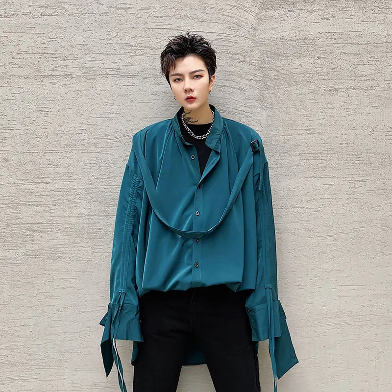Men's Shirt  Same Spring And Summer Silk Satin Trend Loose And  Youth Pure Color Dance The New Listing Fashion  Long Sleeve