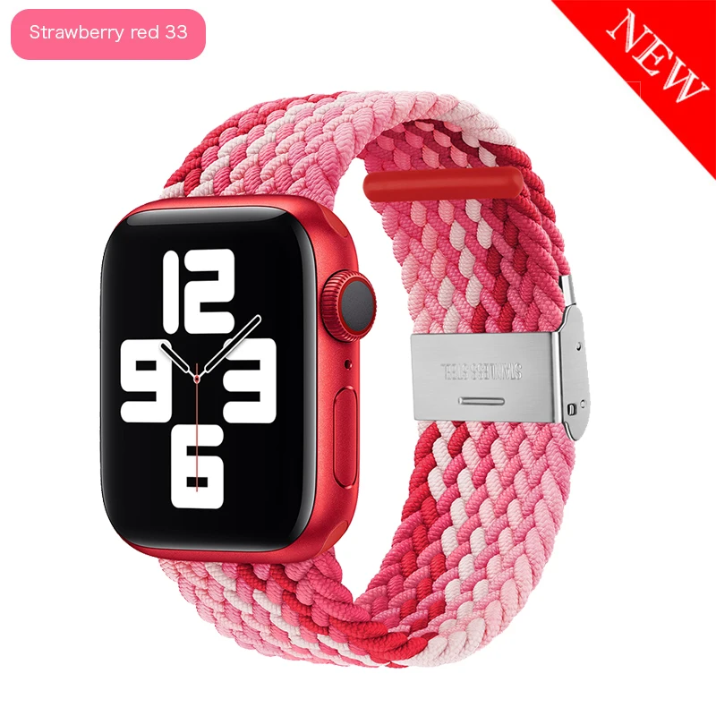 

Adjustable Nylon Braided Loop Strap For Apple Watch Band 6 SE 44mm 40mm 38mm 42mm Elastic Belt Bracelet on iWatch Series 54321
