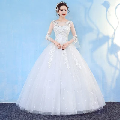 Новое поступление, модное свадебное платье со шлейфом,, Vestido De Noiva, аппликация, кружево, три четверти, рукав-клеш, милая, 72