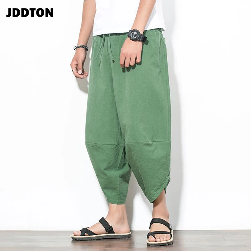 Брюки JDDTON мужские льняные однотонные модные Мешковатые повседневные свободные