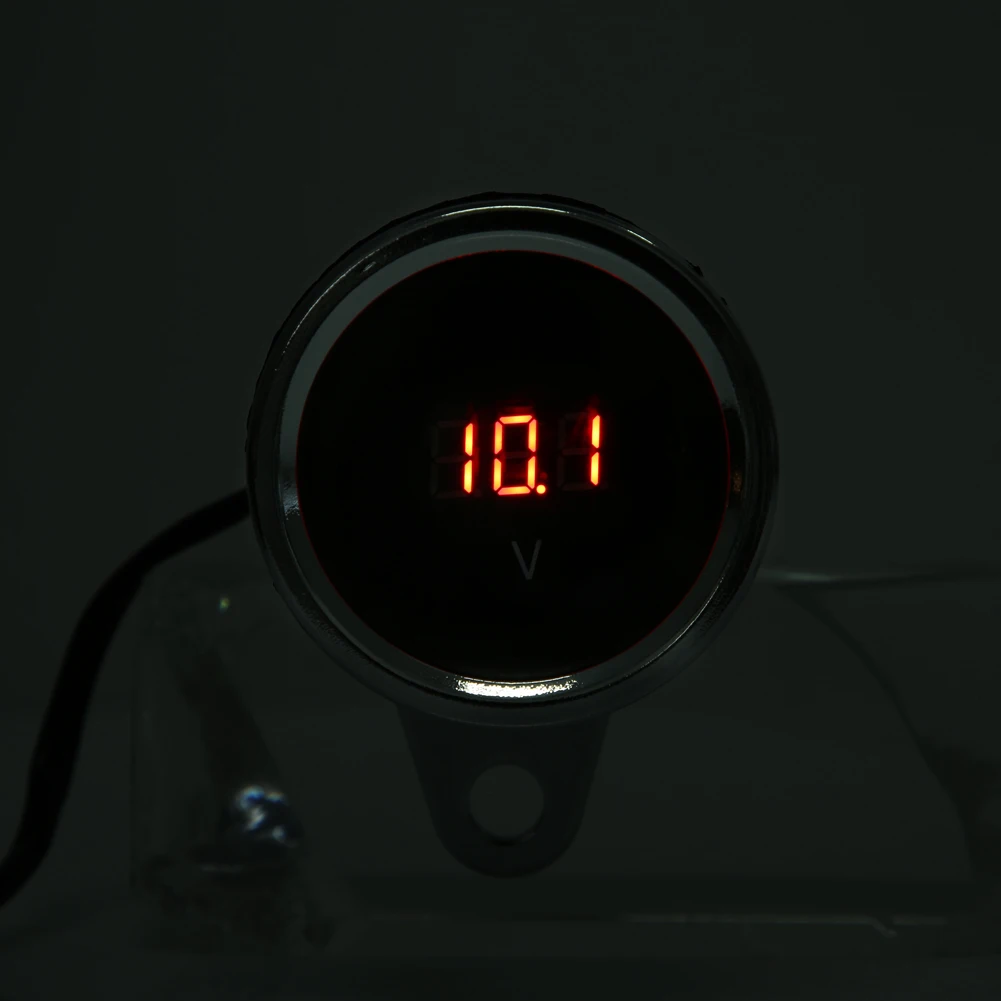 12V LED Light Digital Voltmeter Voltage Meter Gauge Chrome Plating Waterproof Universal for most motorcycle motorbike scooter | Автомобили