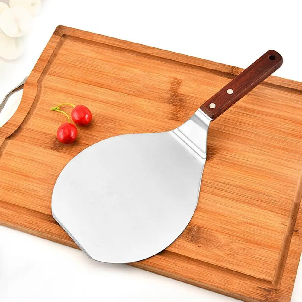 

Steel Pizza Peel Shovel with Wooden Handle Cake Shovel Baking Tools Pizza Spatula Cheese Peels Pizza Shovel