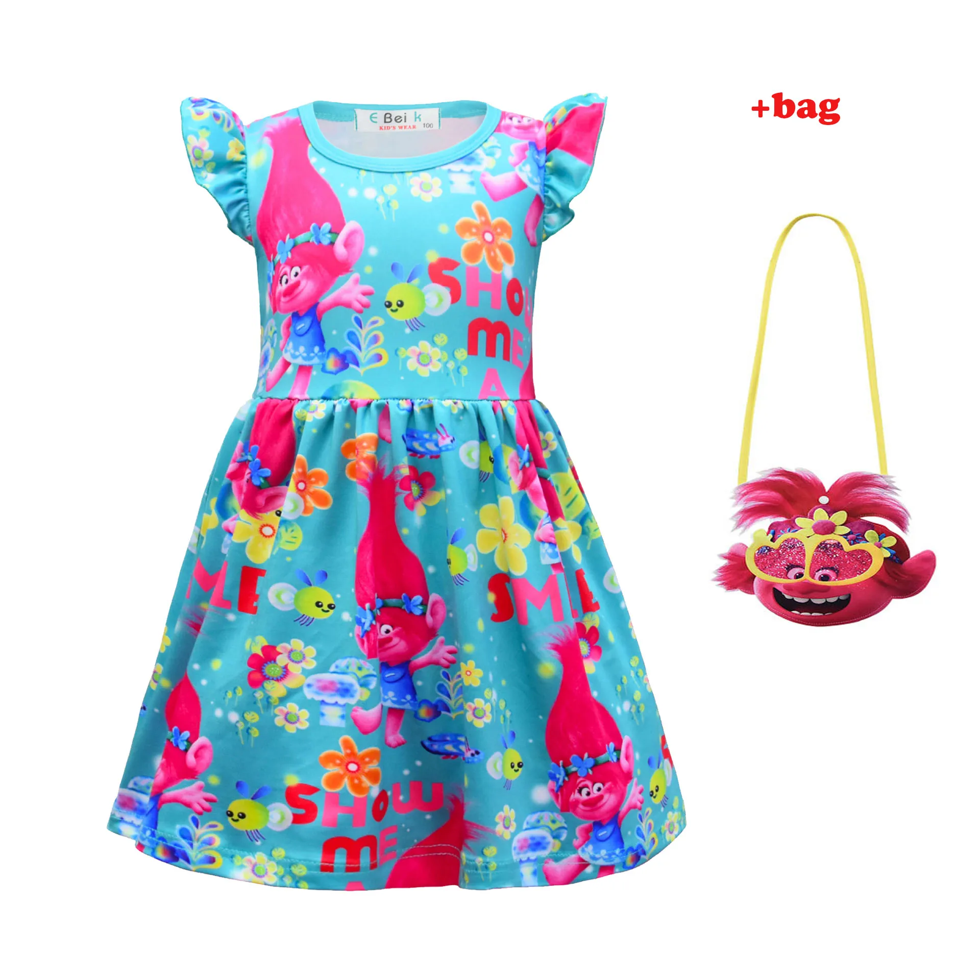 Детские костюмы для девочек платье + сумка костюм тролля Маскарадное на Хэллоуин