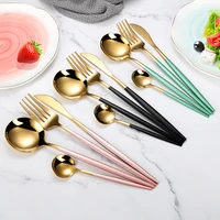 4pcsset black gold cutlery set 1810 stainless steel dinnerware silverware flatware set dinner knife fork spoon