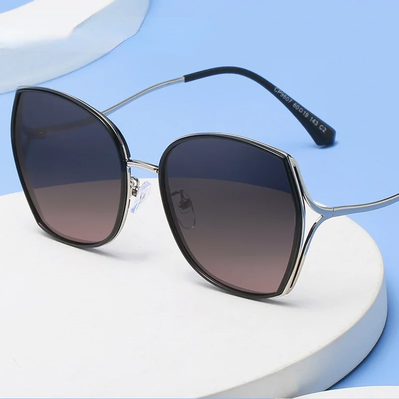 

2021 New Fashion TAC Polarized Sunglasses European and American Big Frame Trendy Ladies Sunshade Driving Sunglasses
