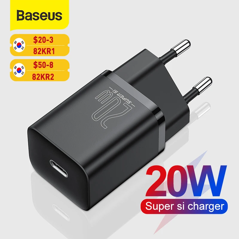 Baseus-cargador USB tipo C para m&oacute;vil, dispositivo de carga r&aacute;pida QC3.0, compatible con iPhone 12 Pro Max, 20W, PD Super Si-0