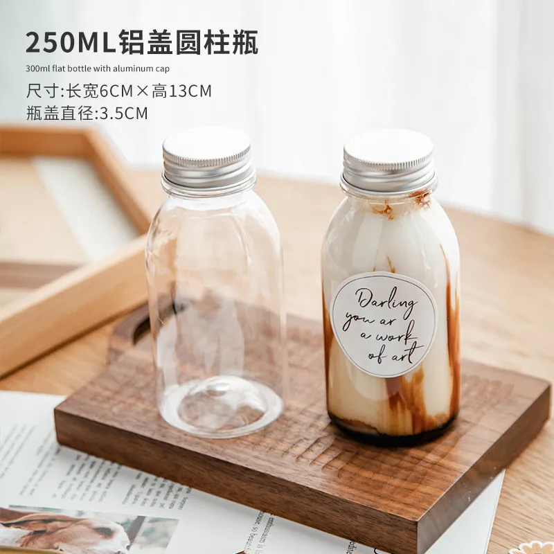 

10pcs Net red transparent packaging drinking bottle 250ML milk tea plastic cups disposable juice ice coffee yogurt cup with lid