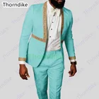 Шикарный (пиджак + брюки + галстук) под заказ стильный мятно-зеленый смокинг для жениха мужской костюм для лучшего мужчины мужской свадебный костюм для мужчин