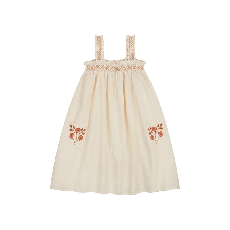 

Girls' Dresses 2021 New Summer National Style Cute Girls' Dresses Retro Embroidered Bubble-Sleeved Dresses Children's Clothing