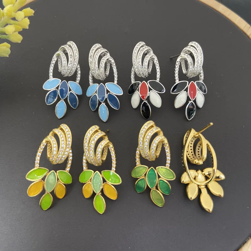 

Vanifin Fashion Jewelry Set Artistic Goldfish Drip Oil Zirconia Inlay Necklace with Earrings and Ring for Women Party Best Gift