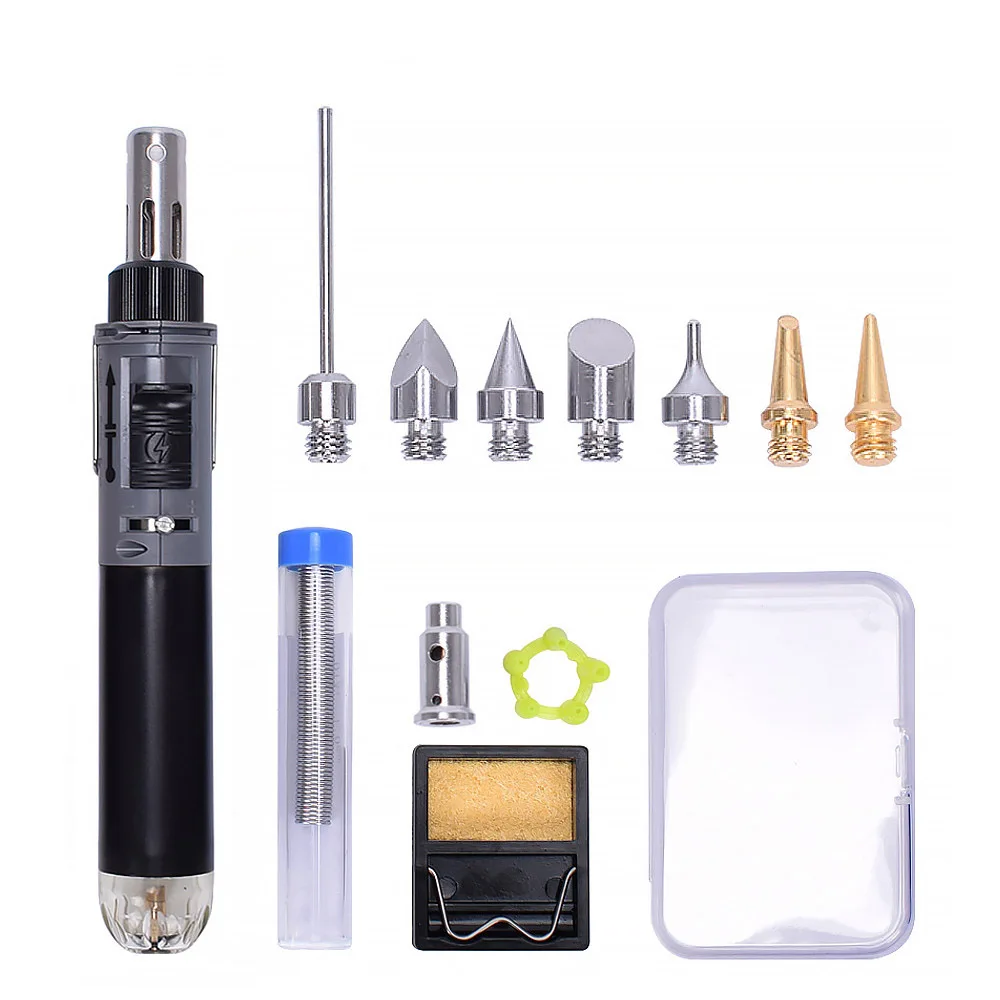 Toolour мини Газовый паяльник Комплект беспроводные Self-зажигания сварочный пистолет фонарь Ремонт паяльная станция наконечник пирография деревянная инструмент
