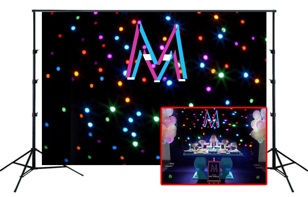

Custom Glow Neon Birthday Party Backdrop Sparkle Led Lights Background Banner Newborn Photo Studio Baby Shower Poster Decoration