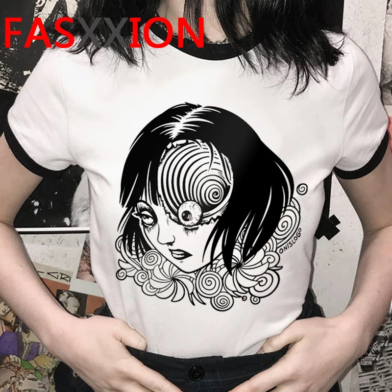 

Женская футболка junji ito, с принтом в японском стиле, размера плюс, в стиле Харадзюку, 2021