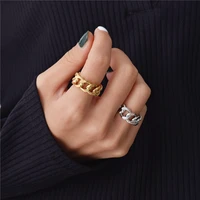 new fashion trendy chain resizable rings for women girl couples vintage handmade twisted geometric luxury jewelry party gifts