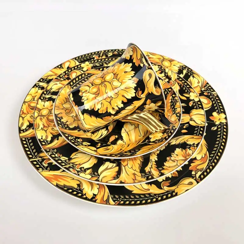 

Tea Cup Saucer Plate Kitchen Restaurant Table Utensils Europe Bone China Flower Unique Housewarming Birthday Wedding Gift Yellow