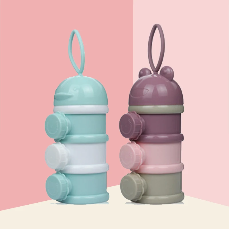 3Layer Easy Style Portable Baby Food Storage Box Toddle Kid Formula Baby Milk Container Essential Cereal Cartoon Milk Powder Box