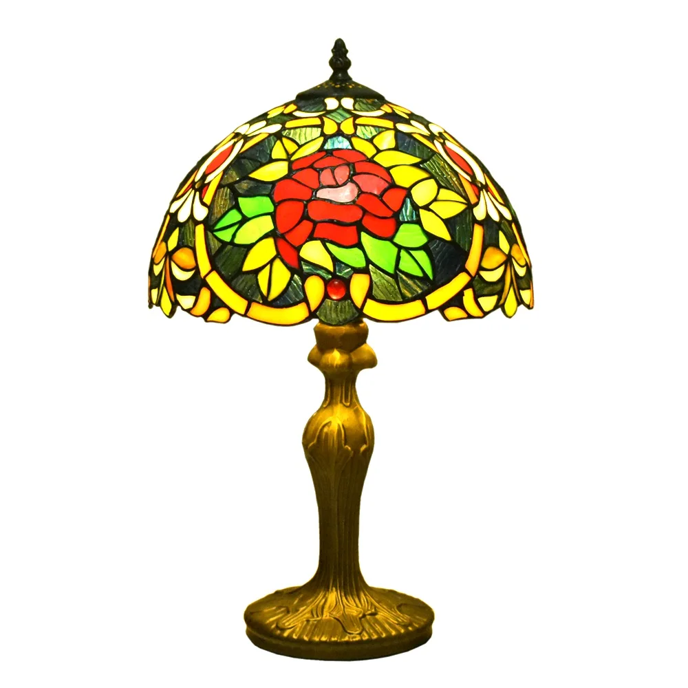 Настольная лампа освещение для стола Витражная абажур цвет синий 12 дюймов