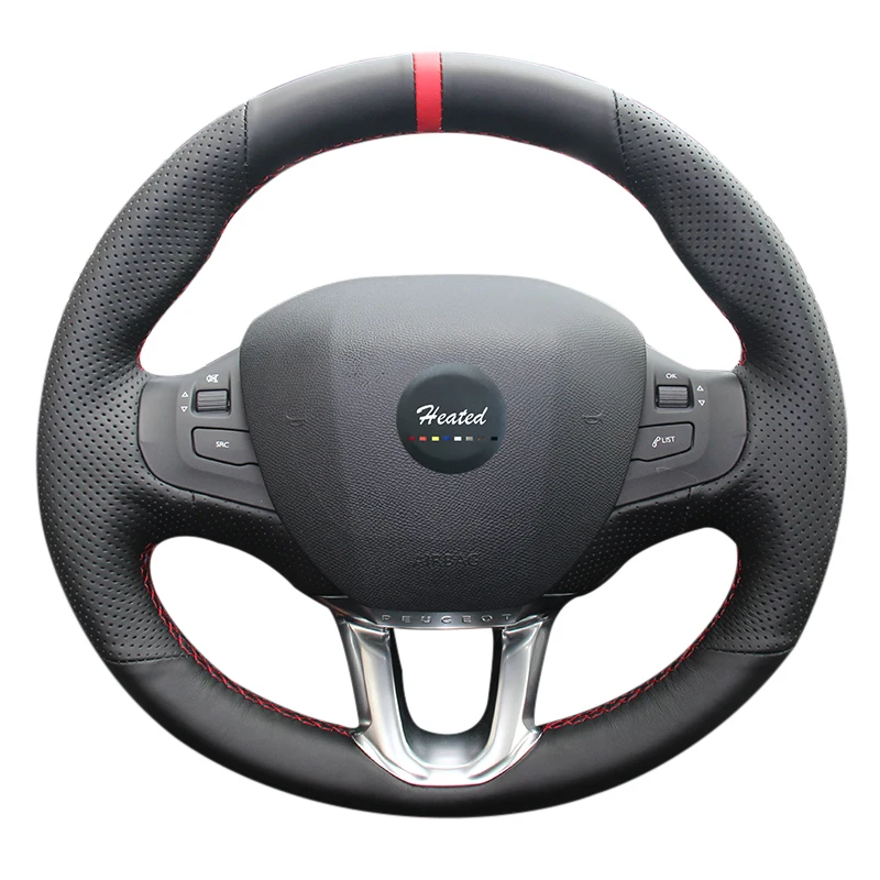 Чехол на руль автомобиля с подогревом Ручное шитье микрофибра кожа чехол для Peugeot