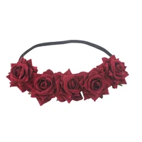 sugarbay red rose flower crown wedding festival headband hair garland wedding headpiece brides holiday hairband