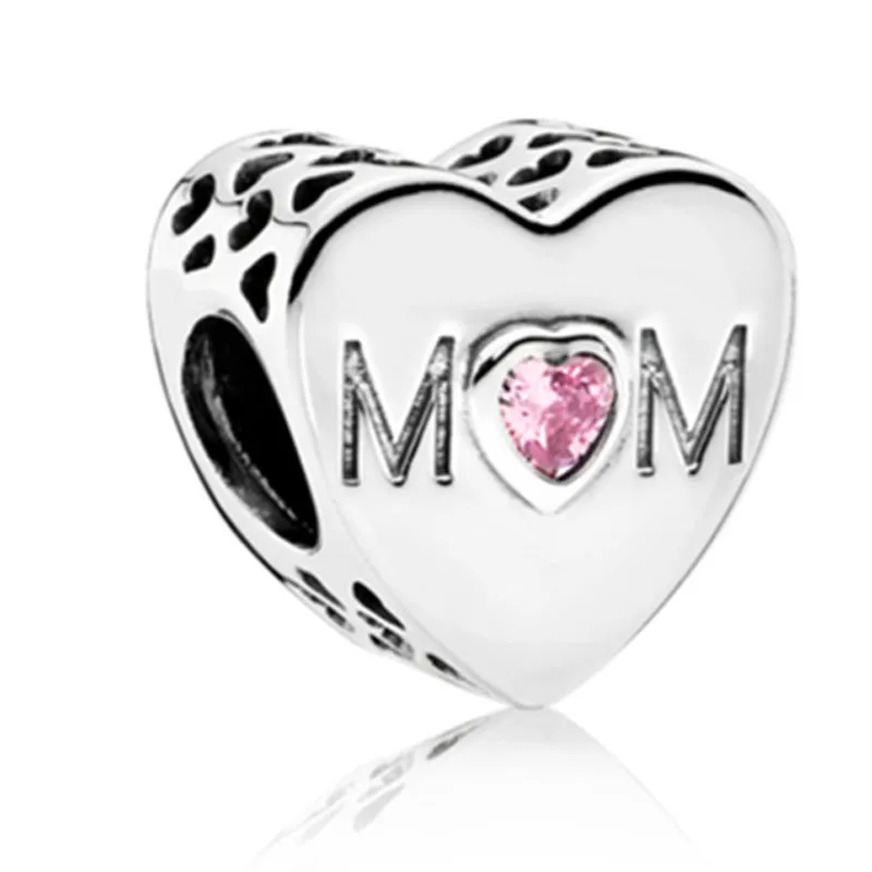 mom Nan Sister Grand Daughter Лучший Друг Микки Сердце Бусины Подходит Pandora браслет и браслет DIY для женщин Изготовление ювелирных изделий - Цвет: mom