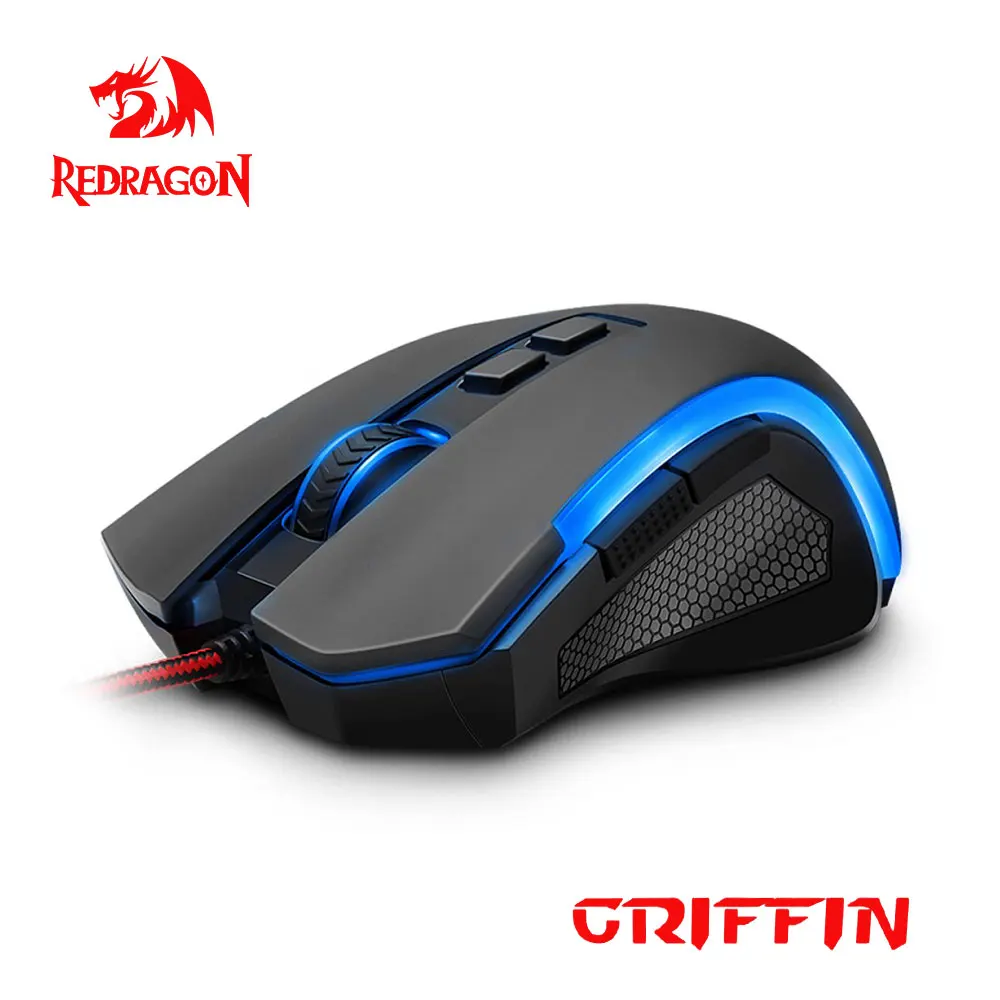 Redragon GRIFFIN M607 USB Проводная игровая компьютерная мышь 7200 точек/дюйм 6 кнопок 7 цветов