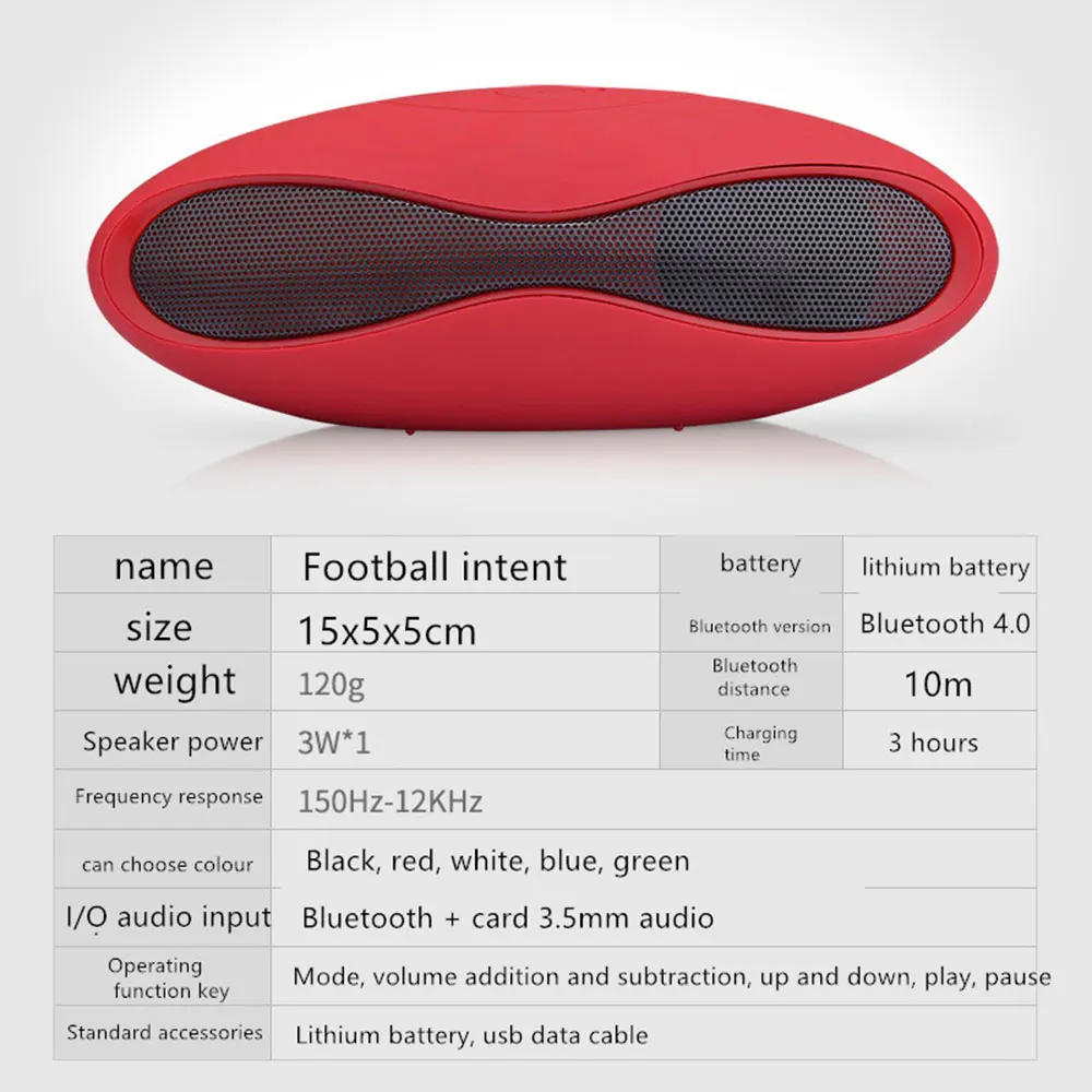 Портативный мини-маслина футбольный динамик с Bluetooth fm-радио TF карта сабвуфер