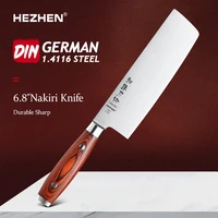 hezhen 6 8 inch nakiri knife pakka wood handle stainless steel sivet german din1 4116 steel kitchen knife