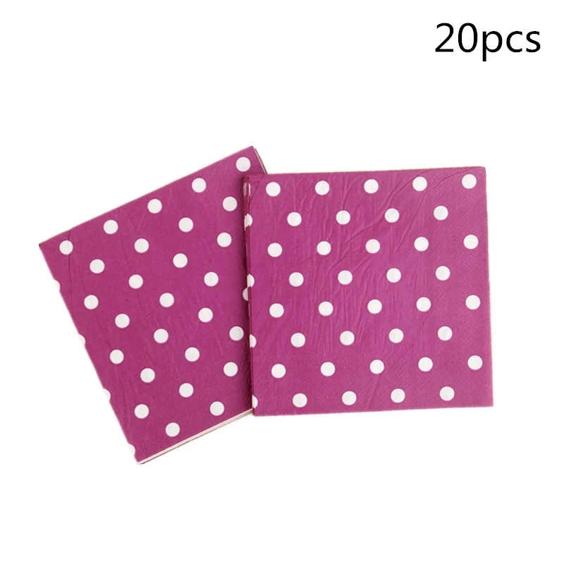 20PCS Посуда на день рождения, спрос среди детей, украшение, розовая посуда, детский душ, синий/красный горошек, тематические принадлежности для бумажных табло, 10 шт/партия - Цвет: 20PCS