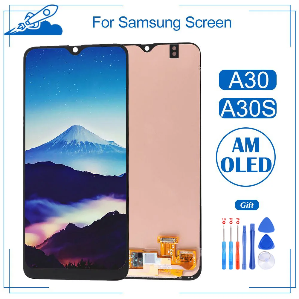 ЖК-дисплей класса AAA + OEM для Samsung Galaxy A30 A30S, сенсорный экран AMOLED, дигитайзер в сборе, замена без битых пикселей