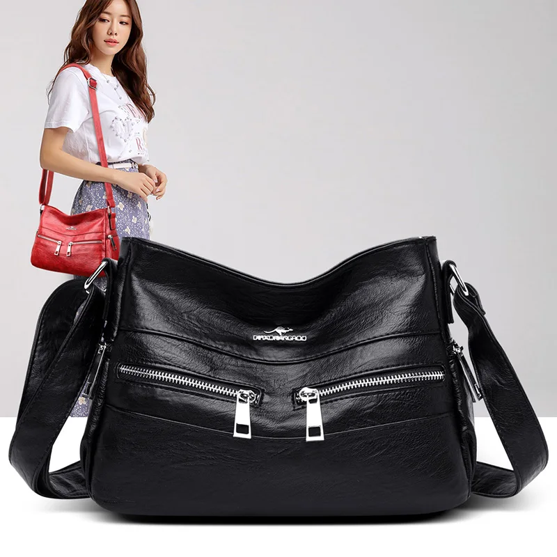 

Vintage Women Leather Handbags Luxury Soft Leather Crossbody Shoulder Bags For Women 2021Designer Brand Female Top-Handle Bags