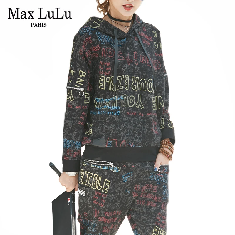 Max LuLu 2020 весенние модные корейские женские панковские топы и брюки комплекты из
