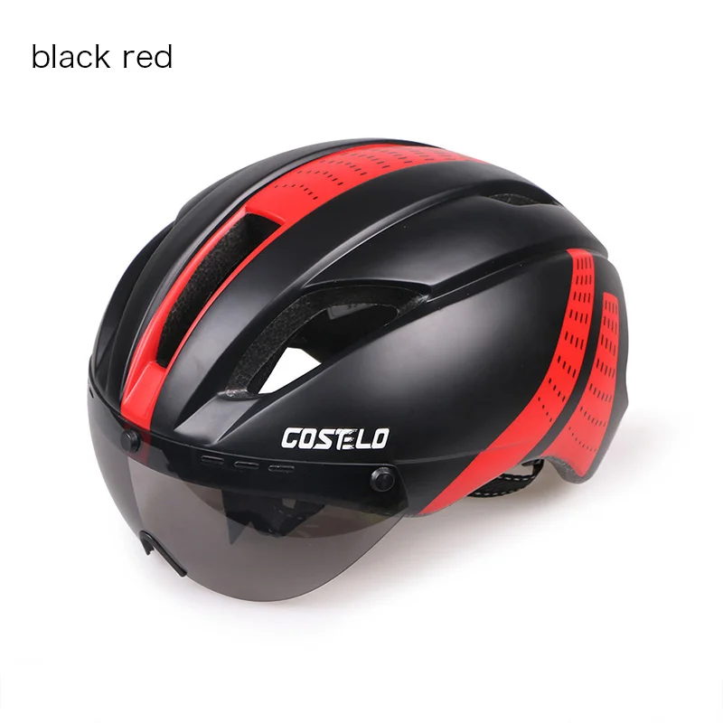 Costelo дорожный велосипедные очки шлем MTB Горный Би велосипедный шлем углеродный велосипедный шлем с goggle Capacete Ciclismo велосипедный шлем - Цвет: black  red