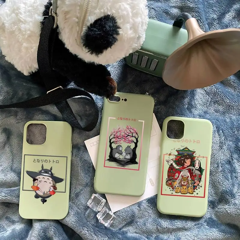 

Totoro cute design anime Phone Case Candy Color for iPhone 6 7 8 11 12 s mini pro X XS XR MAX Plus
