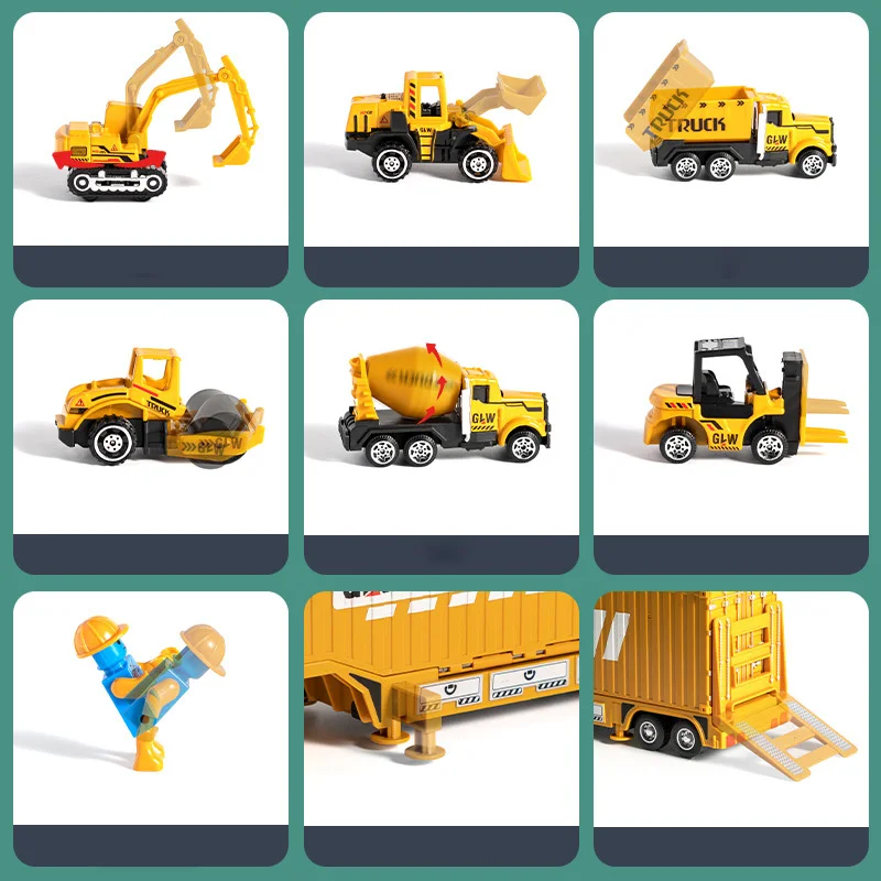 Coches de juguete de pl&aacute;stico y Metal para ni&ntilde;os, juguetes grandes para ni&ntilde;os, regalo de cumplea&ntilde;os, excavadora de aleaci&oacute;n, contenedor, camiones de construcci&oacute;n, remolque, juguetes para ni&ntilde;os-3