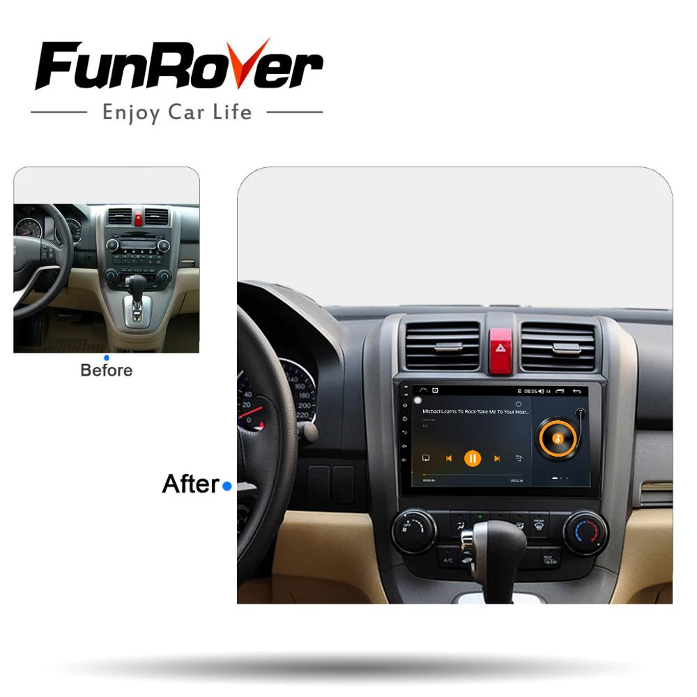 Funrover 2.5D + IPS Android 9 0 64 ГБ Автомобильный Радио GPS Видео плеер без DVD для Honda CRV CR-V 3 RE