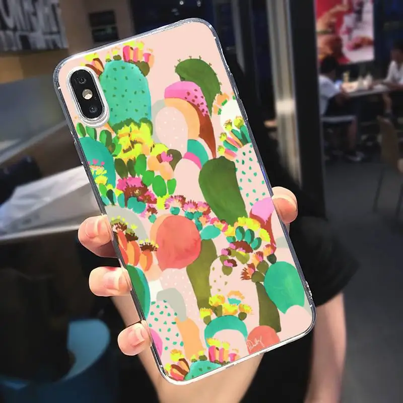 

Cactus plant Phone Case Transparent for iPhone 6 7 8 11 12 s mini pro X XS XR MAX Plus