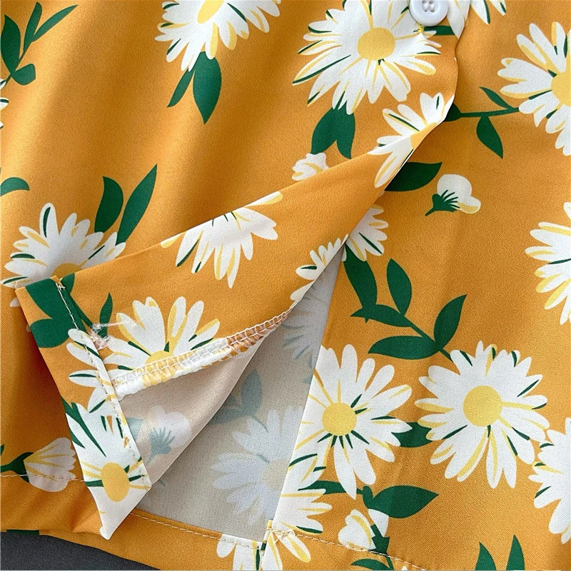 

EBAIHUI 2021 New Arrival Summer Women's Shirts Little Daisy Print Colleague Style Short Sleeve Button Up Casual Shirt Womens Top