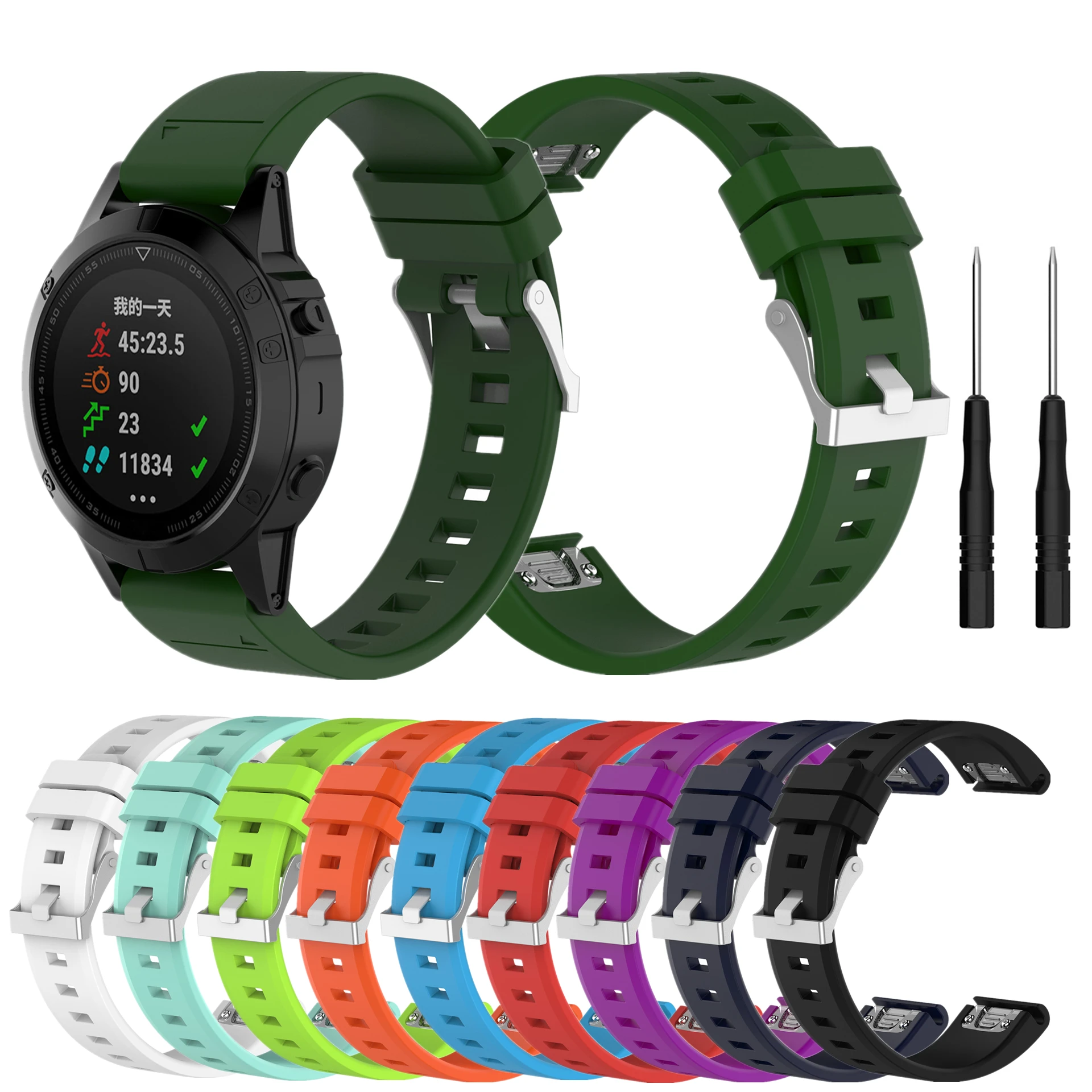 Ремешок силиконовый для наручных часов 22 мм Garmin Fenix 6 Pro 5 Plus Forerunner 935 945|Ремешки