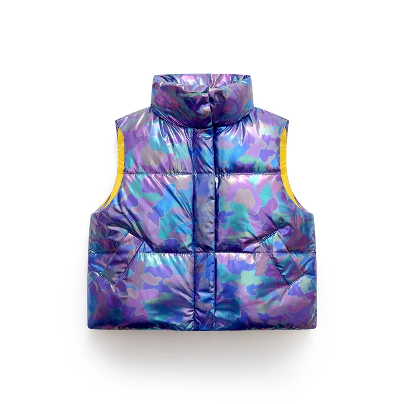 Жилетка для мальчиков и девочек 2-8 лет блестящий пуховик на молнии с