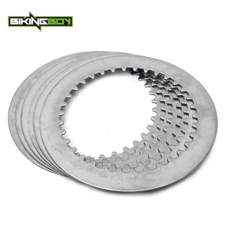 6 pc Steel Plates BIKINGBOY для Kawasaki KX 125 03 04 05 KX125 7 фрикционные пластины сцепления+ 6 стальных разделителей+ 5 тяжелых пружин внедорожные - Цвет: 6 pc Steel Plates