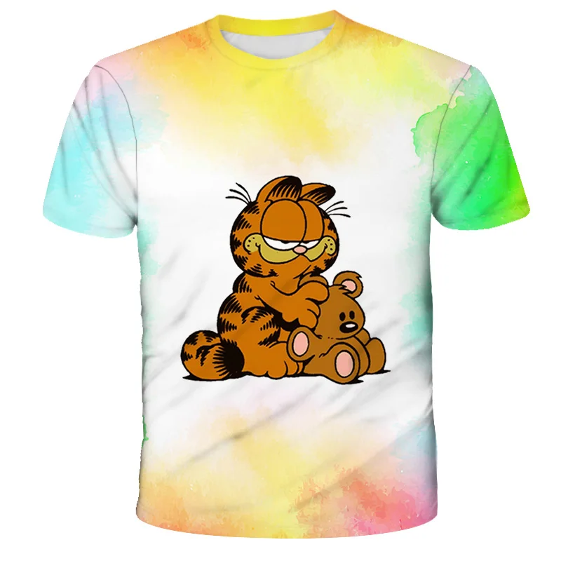 Футболки с коротким рукавом Garfield для мальчиков и девочек детская одежда футболка