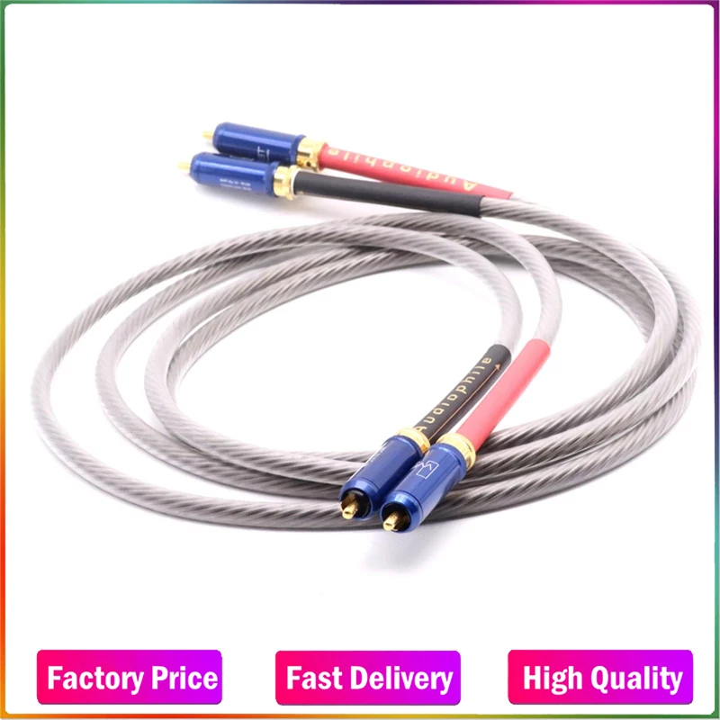 

Pair 5N silver plated OCC copper audio interconnect cable RCA audio cable For DVD CD DAC amplifier