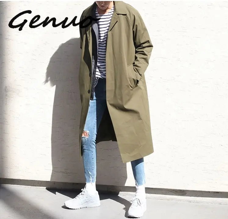 

Japan Style Mens Trench Coat 2019 Fashion Designer Long Windbreaker Autumn Winter Single Breasted Windproof Overcoat Plus Size