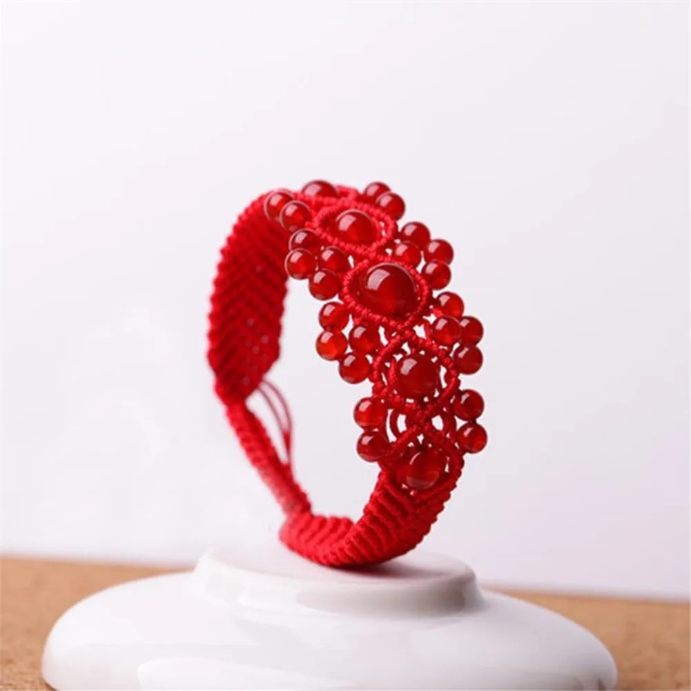 

New Style Hand-knitted Bracelet Adjustable Ladies Jewellery Bracelet Natural Red Agate Red String Hand-knitted Bracelet