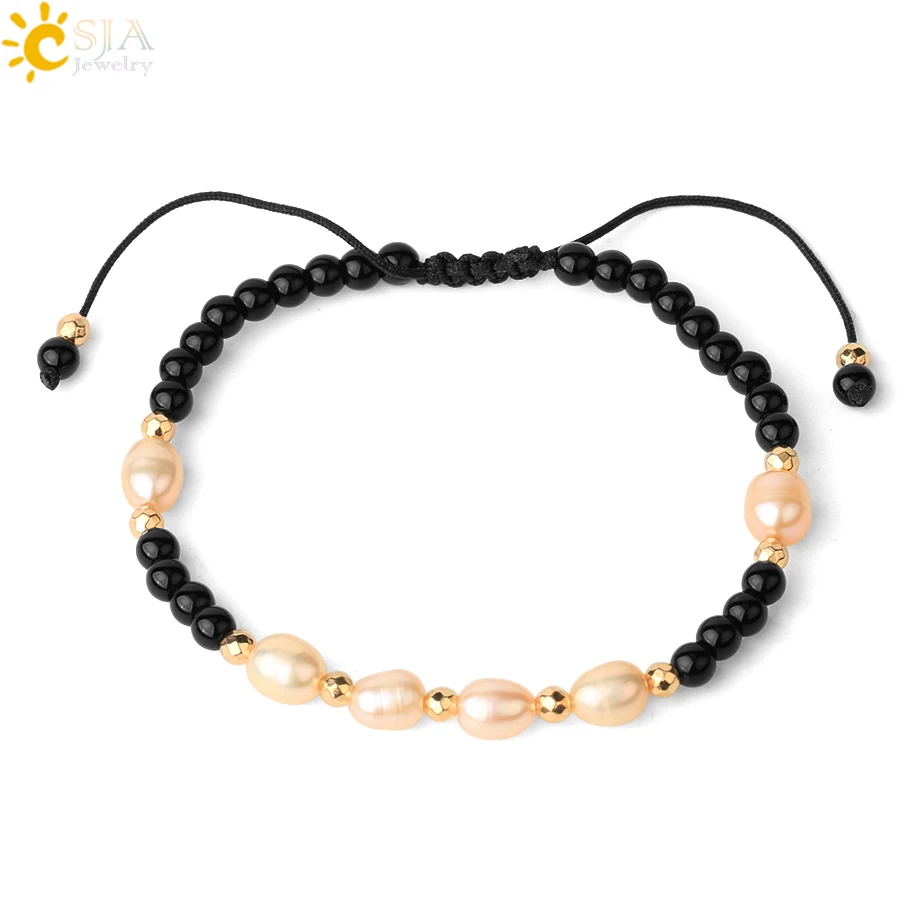 Браслет женский из натурального камня с кристаллами CSJA черный обсидиан |