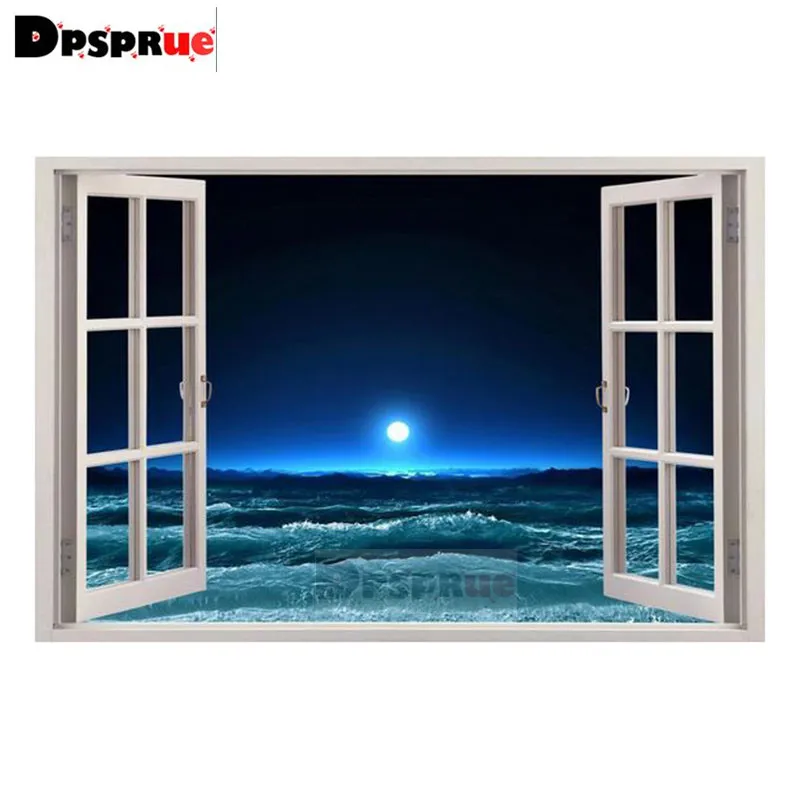 

Dpsprue Full Square/Round Diamond Painting Cross Stitch Diamond 3D Embroidery Window Moon DIY 5D Moasic Home Decor Gift DP06