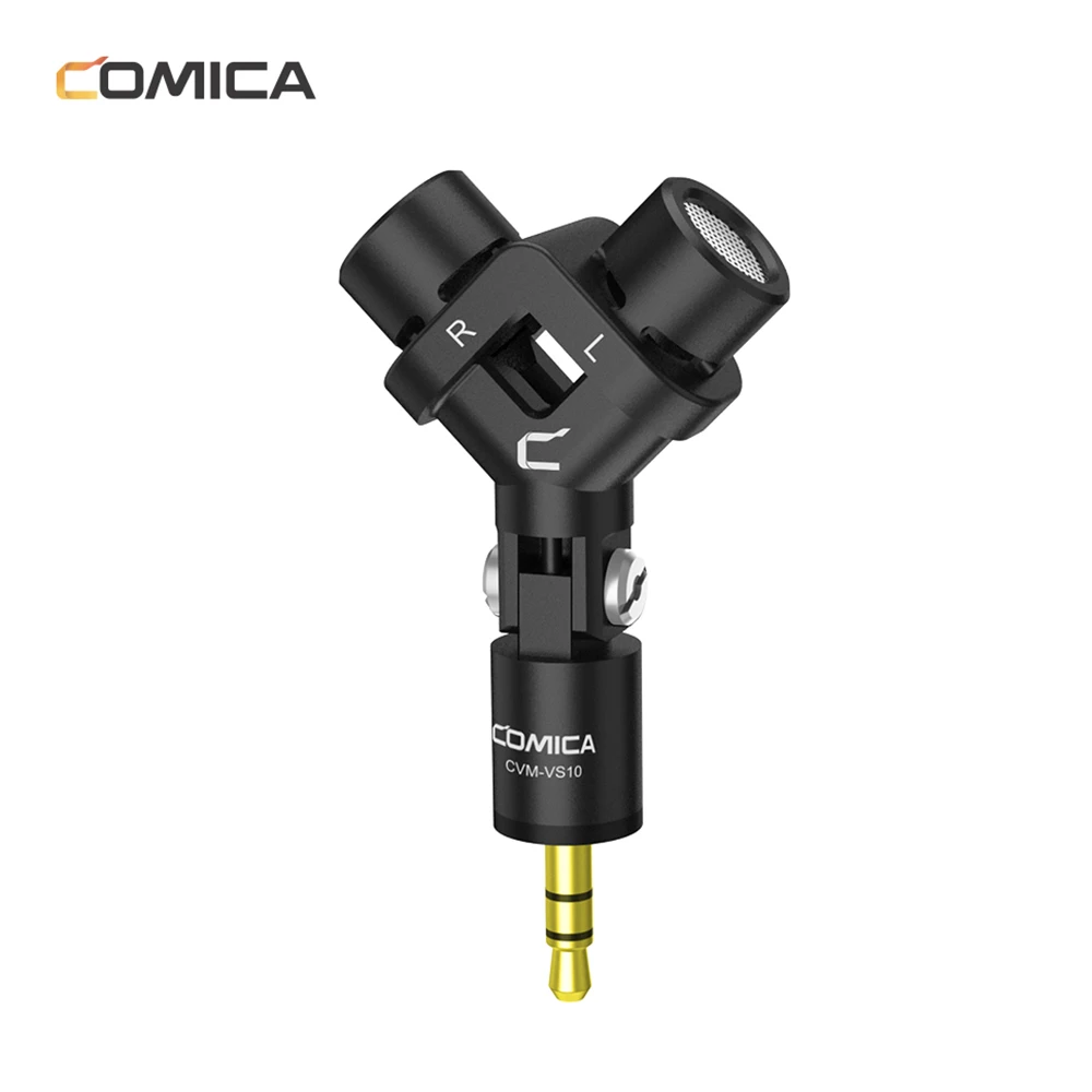 

COMICA CVM-VS10 Mini Mic Flexible XY Stereo Microphone 3.5mm TRS Plug 90° Adjustable for GoPro Action Camera DSLR Camera